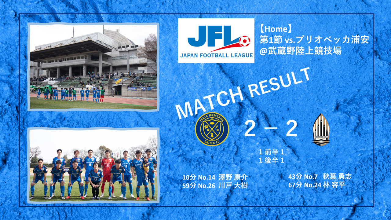 【MATCH REPORT】 　第25回　JFL第1節　vsブリオベッカ浦安